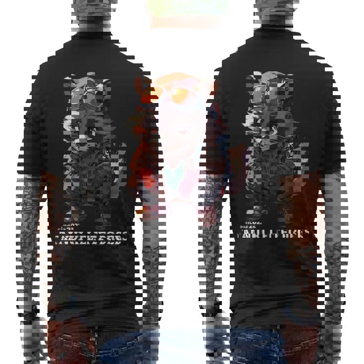 Tanuki Elite Forces No2 タヌキ精鋭部隊 かわいい狸 アニマル 動物 おもしろ 漢字 たぬき メンズTシャツ バックプリント