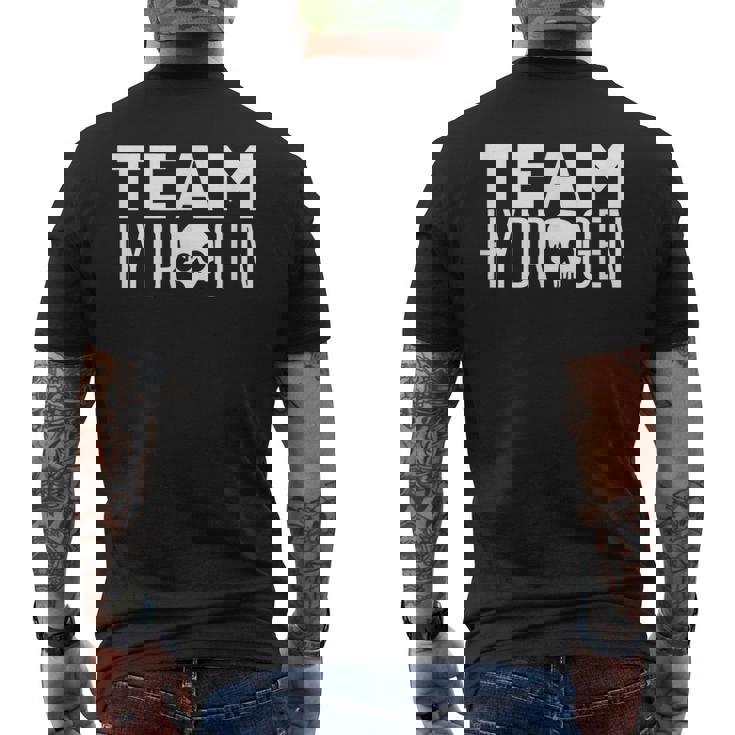 Team Hydrogenymbol H 燃料セル ハイブリッドカー クリーンエネルギー メンズTシャツ バックプリント