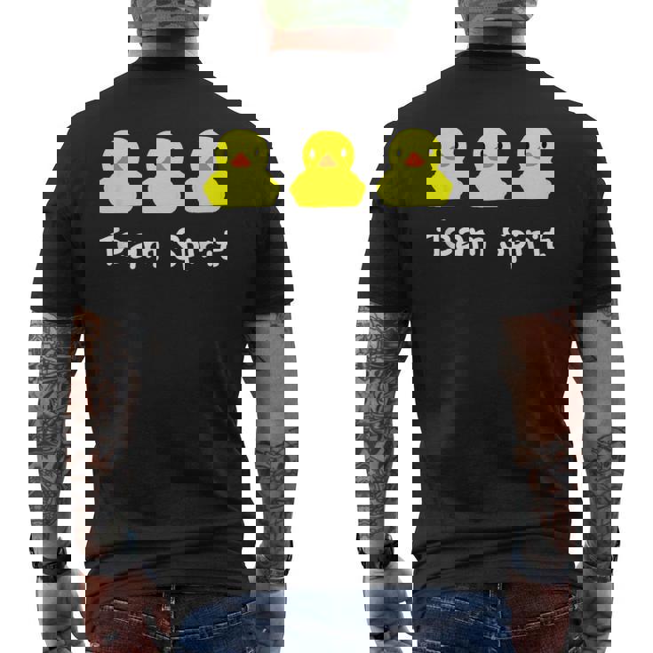 Teampirit Three イエローラバーダックグラフィックプリント メンズTシャツ バックプリント