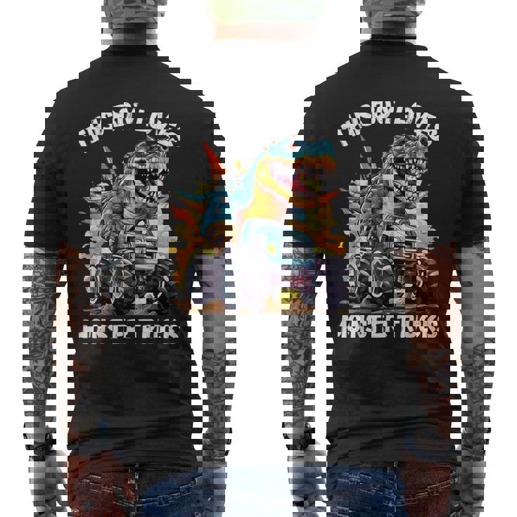 This Boy Loves Monster Trucks 恐竜モンスタートラック メンズTシャツ バックプリント