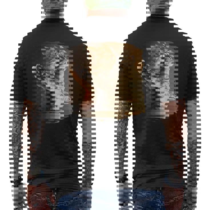 TitaniCムービーにインスパイアされた面白い猫好きのミーム。 メンズTシャツ バックプリント