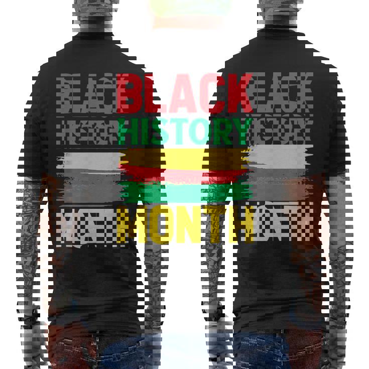 History Month ペイントブラシ ジューンティーンス ブラックヒストリー メンズTシャツ バックプリント