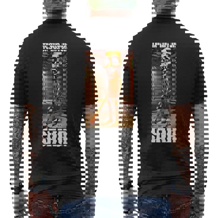 Tung Tung Tungahur Italian Brainrot Meme メンズTシャツ バックプリント