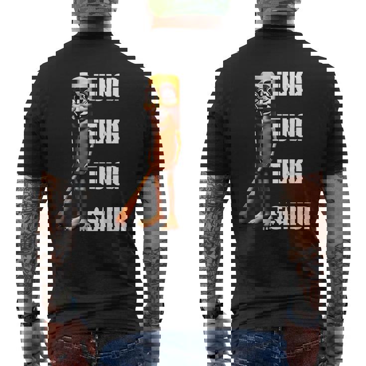 Tung Tung Tungahur イタリアンブレインレッドミーム メンズTシャツ バックプリント