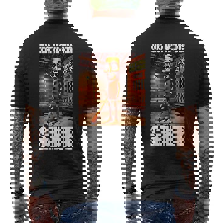 Tung Tung Tungahur-イタリアのブレインロットミーム メンズTシャツ バックプリント