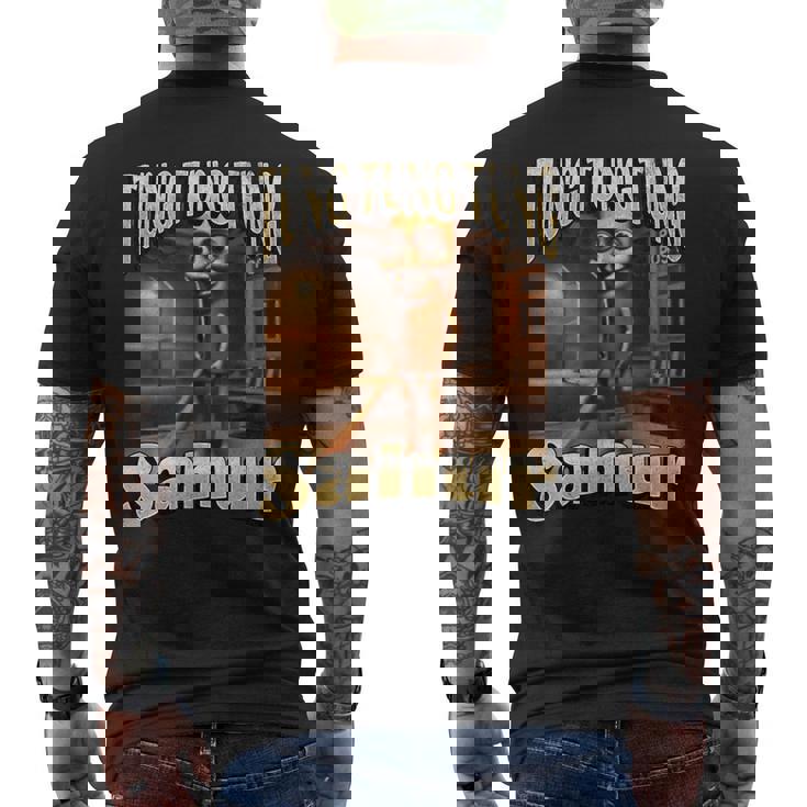 Tung Tungahur 面白いイタリアンブレインロットミームグラフィック メンズTシャツ バックプリント