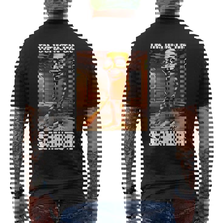 Tungahur イタリアンブレイン レッド ミーム メンズTシャツ バックプリント