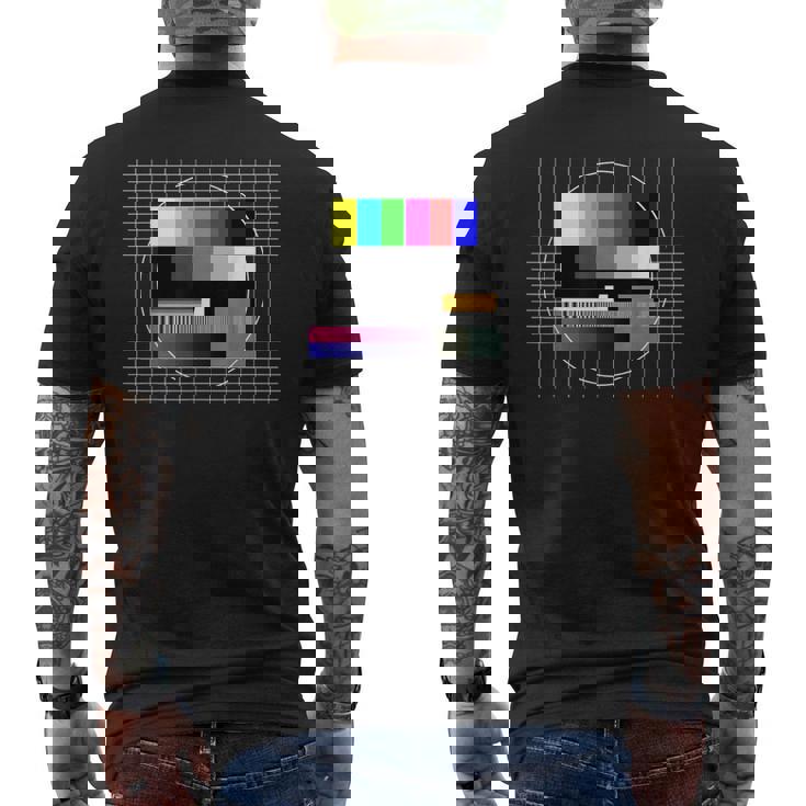 Tvテストパターン カラーバー テストカード スクリーン 懐かしいオタク メンズTシャツ バックプリント