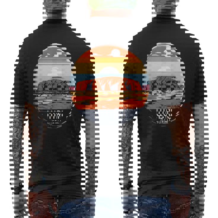 Uluru オーストラリア お土産 エアーズ ロック 記念品 ヴィンテージ 太陽 メンズTシャツ バックプリント