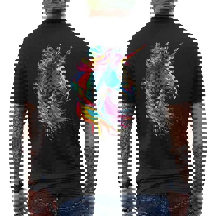 Unicornio Arco Iris Animal Zoológico Camiseta Hombre Estampado Espalda