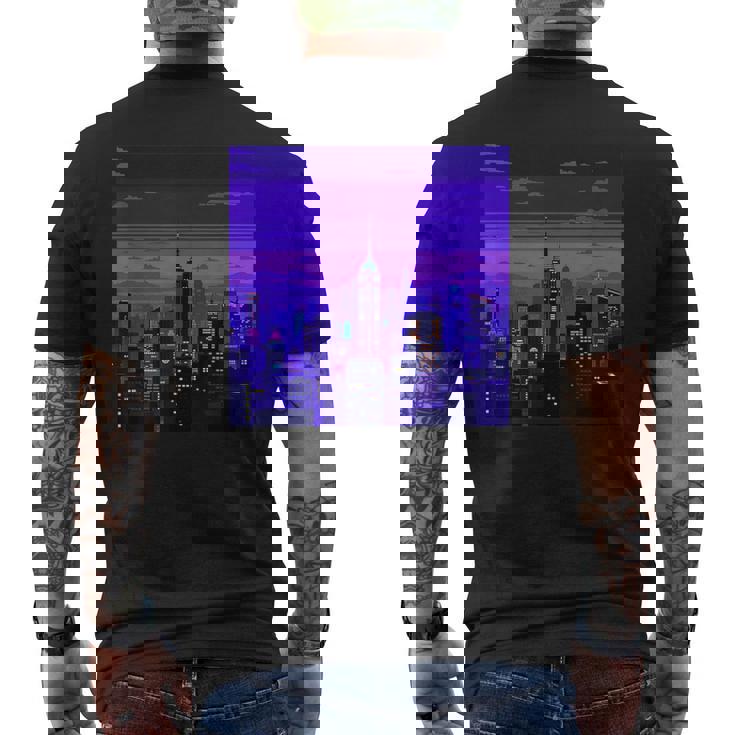 Vaporwave レトロゲーミングピクセルアート メンズTシャツ バックプリント