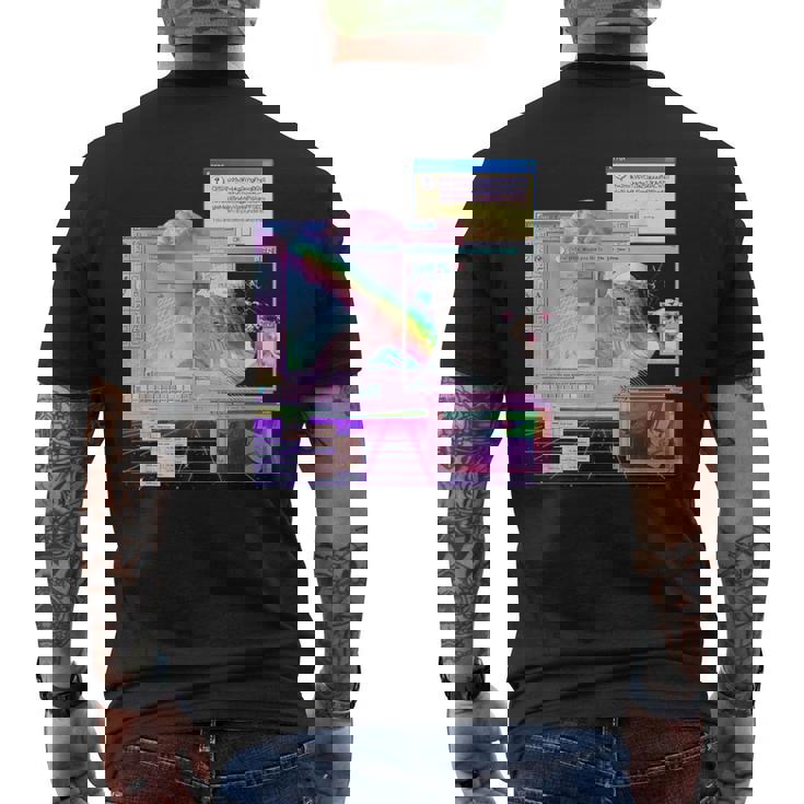 Vaporwave 美的pc トリッピーアート 90年代コンピューター メンズTシャツ バックプリント