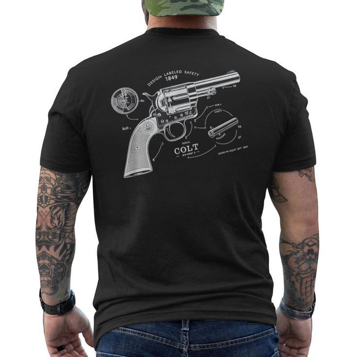 Vintage Patent Print 1839 Revolver Western Gun Camiseta Hombre Estampado Espalda