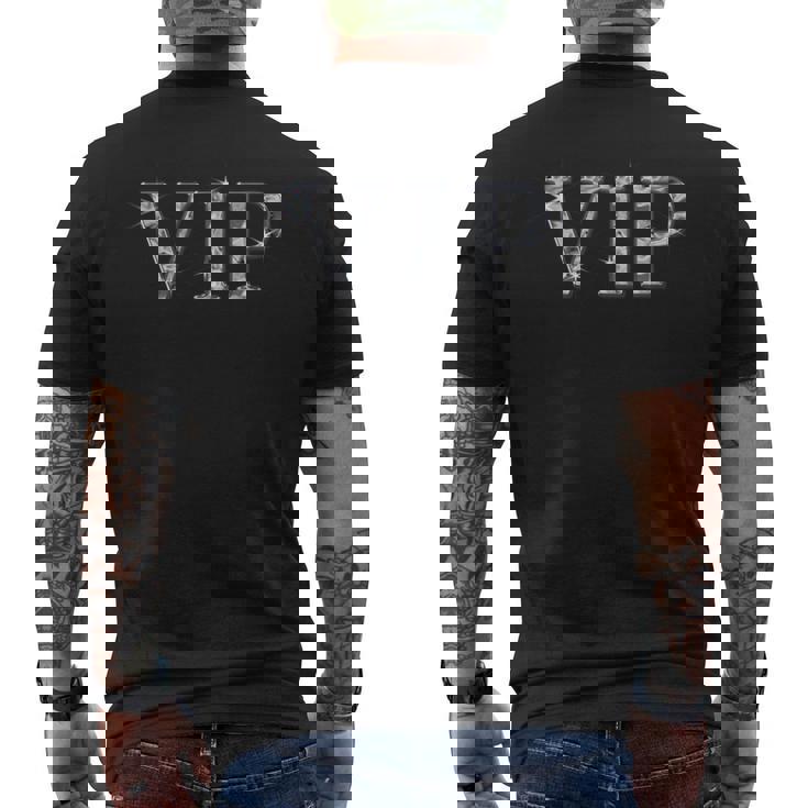 Vip【ダイヤモンド風 フォント】面白い メンズTシャツ バックプリント