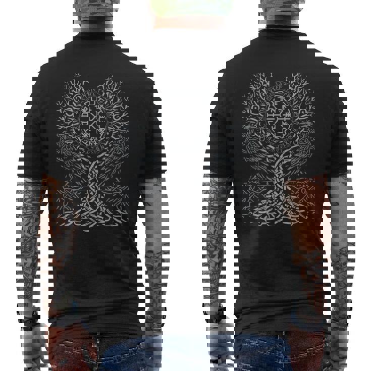 Walhalla Raven Ravens Odins ルーン文字 生命の樹 バイキング メンズTシャツ バックプリント