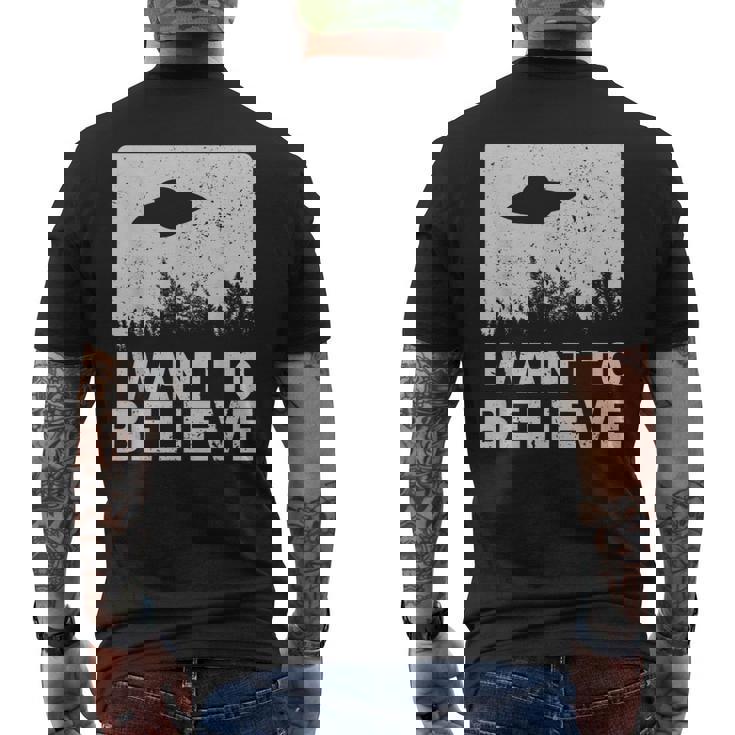 I Want To Believe I Aliens Ufo エリア 51 Roswell メンズTシャツ バックプリント