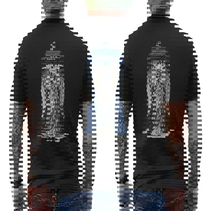 Weeping Angel With Blue Police Box 1 Fan Fun Men's T-shirt Back Print