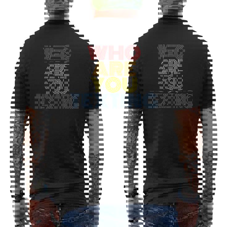 Who Are You Texting aying レトロ 70年代 ヴィンテージ メンズTシャツ バックプリント