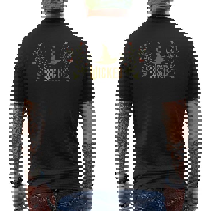 Wicked Movie ロゴ エルファバハット フローラル メンズTシャツ バックプリント