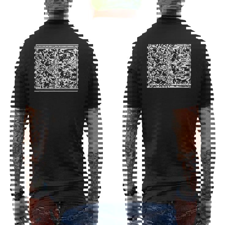 Xg イニシャルx G 名前 姓 尾魔術学 尾剖学 メンズTシャツ バックプリント