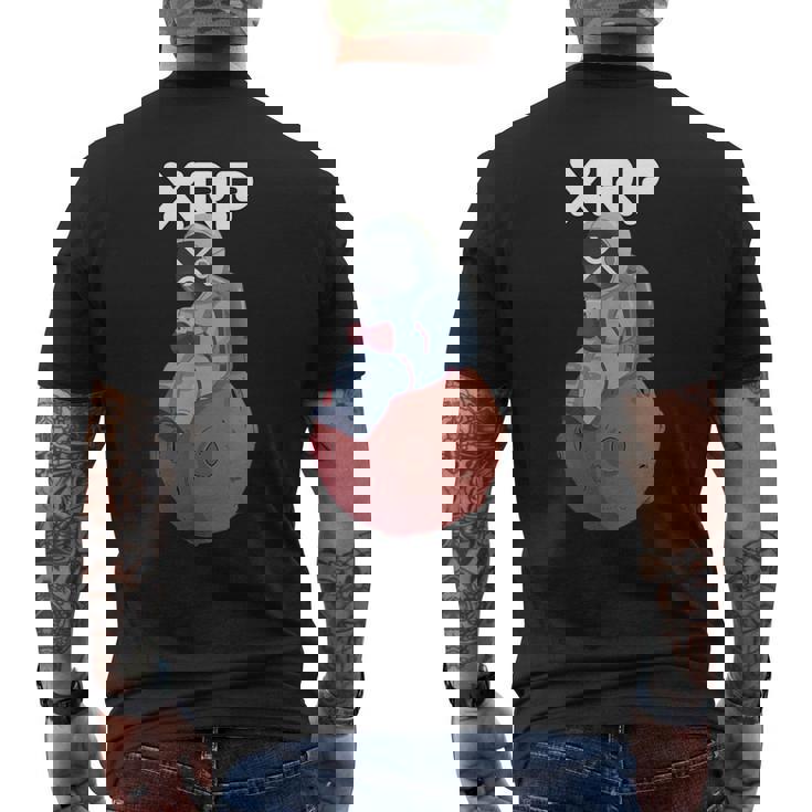 Xrpかわいい月の男暗号通貨電話トレーダー メンズTシャツ バックプリント