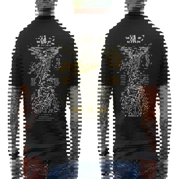 Yuma Az Usa アンティーク調スタイル オートバイデザイン メンズTシャツ バックプリント