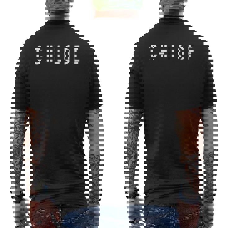 「Chloe」名前入りエレガント、ヴィンテージフォントデザイン メンズTシャツ バックプリント