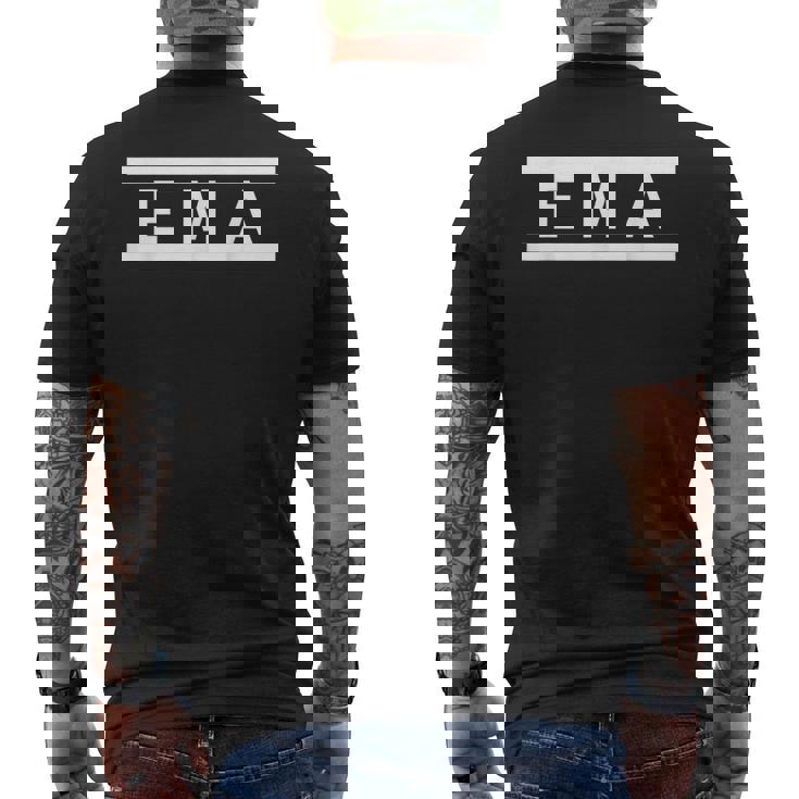 「Ema」ヘボン式「えま」「エマ」下の名前 ローマ字 名入れ 名乗り ラテン文字 綴り メンズTシャツ バックプリント