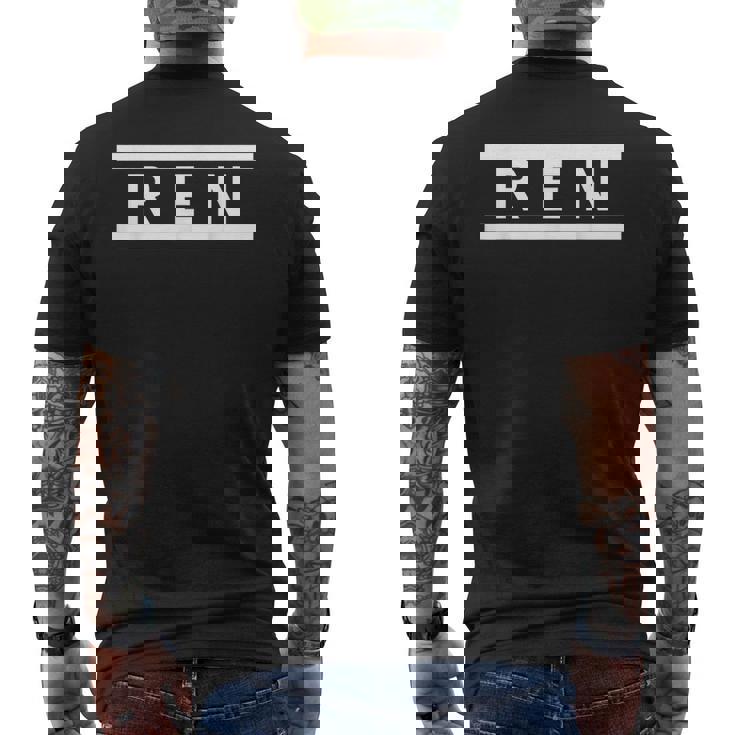 「Ren」ヘボン式「れん」「レン」下の名前 ローマ字 名入れ 名乗り ラテン文字 綴り メンズTシャツ バックプリント