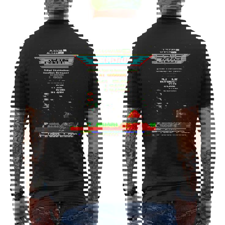 「グラディウス」上上下下左右左右ba スタート メンズTシャツ バックプリント