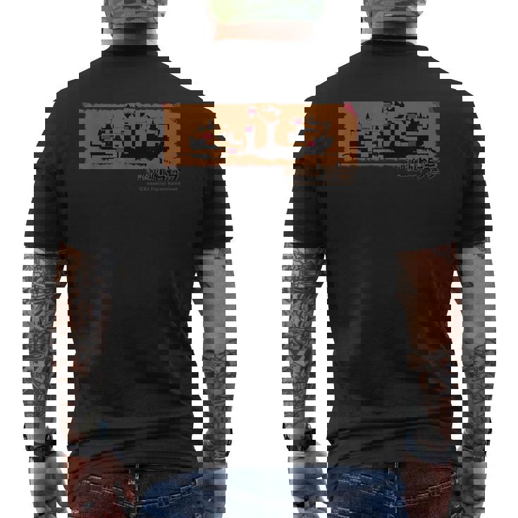 「悪魔城ドラキュラ」ステージマップ メンズTシャツ バックプリント