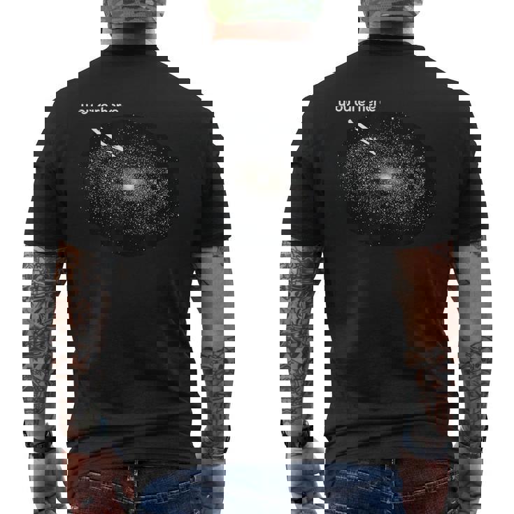 あなたはここにいます私は天文学ギャラクシー月面着陸惑星 メンズTシャツ バックプリント