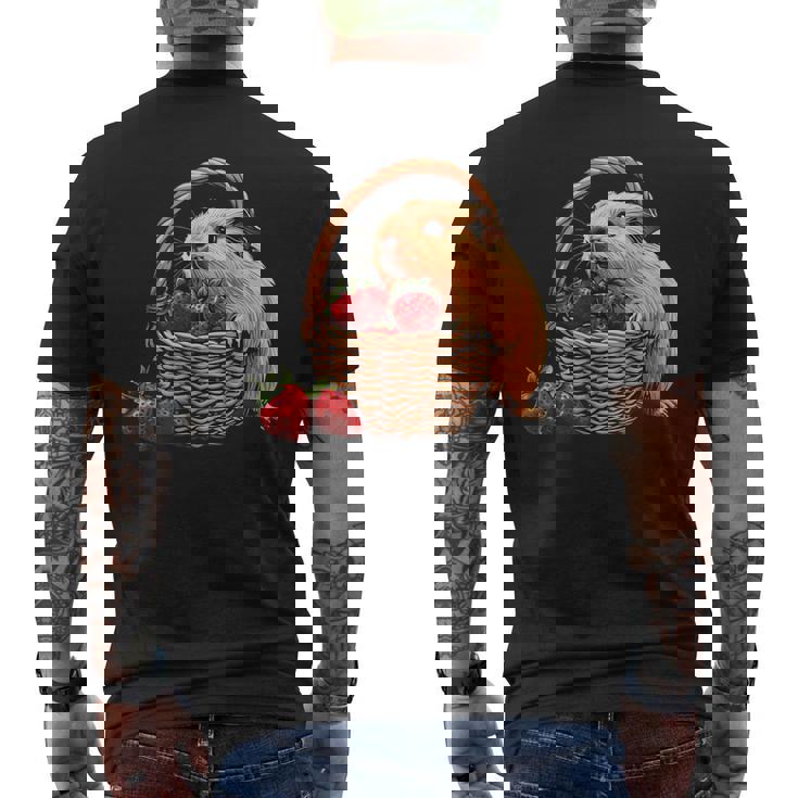 いちご モルモット いちご 野生動物 かわいい モルモット メンズTシャツ バックプリント