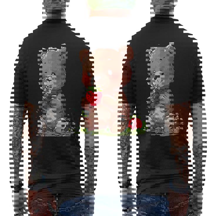 いちごくま かわいい くま 作品 描画 いちご フルーツ メンズTシャツ バックプリント