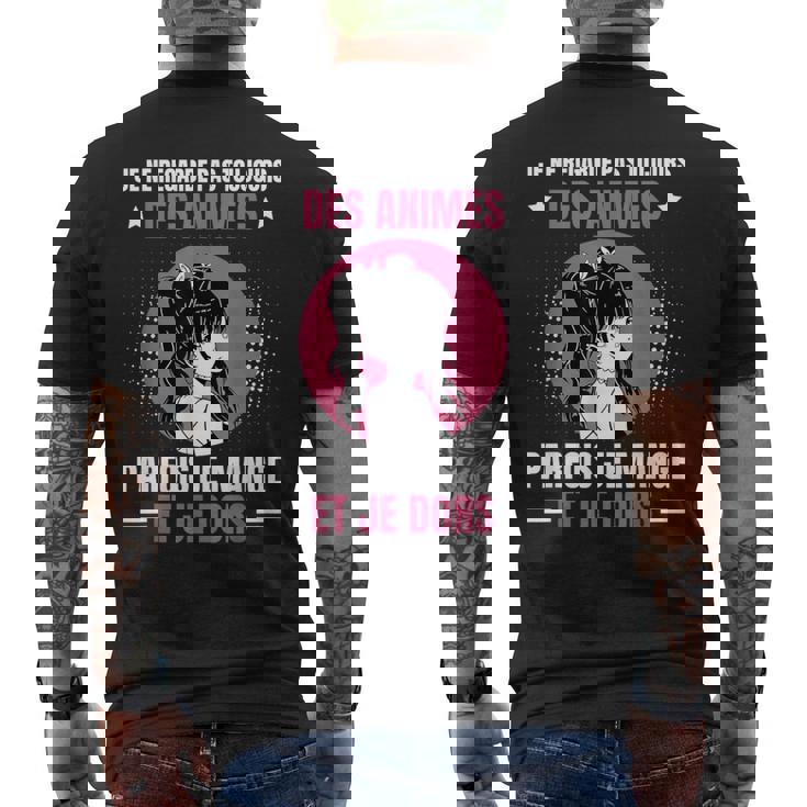 いつもアニメを見ないかわいいアニメ漫画 メンズTシャツ バックプリント