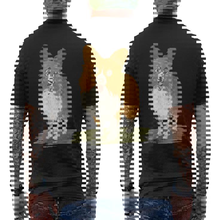 いぬ シェルティ 子犬 ペット かわいい 動物 イラスト メンズTシャツ バックプリント