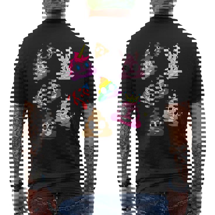 うんこマーク愚かな楽しいワッキーユニコーンバニープリンセスレインボー メンズTシャツ バックプリント