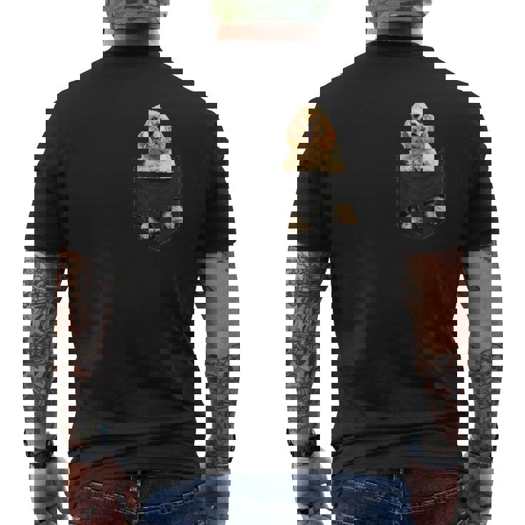 おかしなアメリカンコッカースパニエル ポケットに入った犬愛好家に メンズTシャツ バックプリント