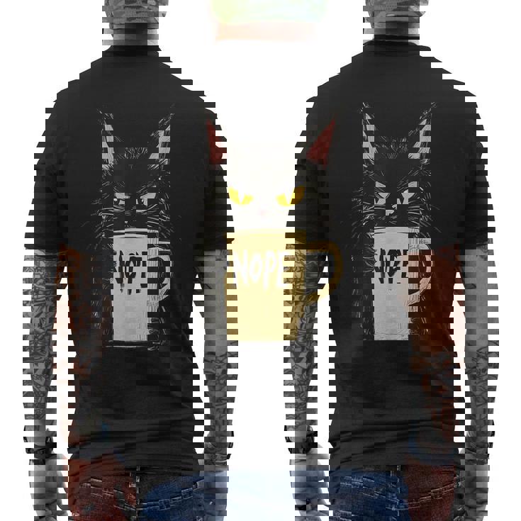 おかしな猫 コーヒーマグと黒猫 Nope メンズTシャツ バックプリント