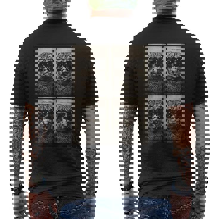 おしゃれメガネのスコティッシュフォールド メンズTシャツ バックプリント