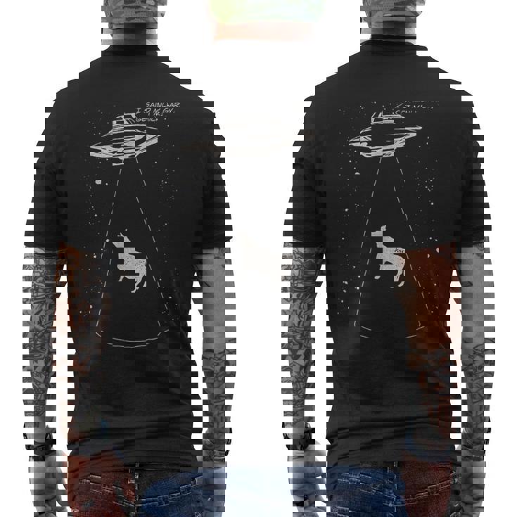 おもしろい エイリアン 牛 誘拐 ゲットミルク Ufo フライングソーサー メンズTシャツ バックプリント