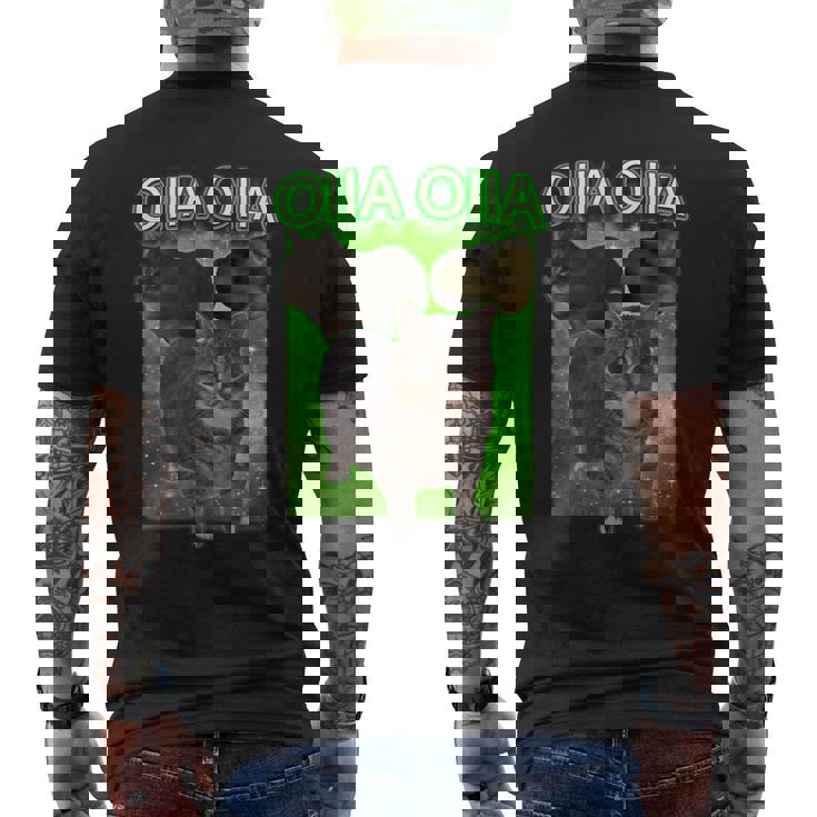 おもしろいいいあ オイア スピニングキャット ミーム おおいいあい 猫 メンズTシャツ バックプリント