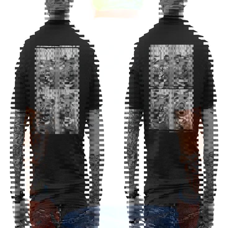 おもしろコアラ顔笑いコアラ動物写真かわいいコアラ メンズTシャツ バックプリント