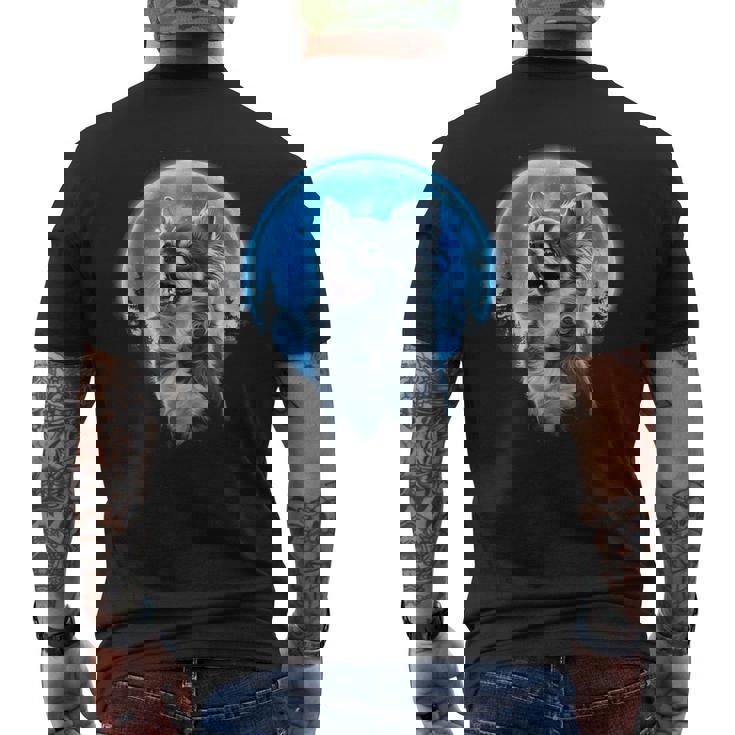 おもしろチワワ吠え月 チワワオーナー。 メンズTシャツ バックプリント