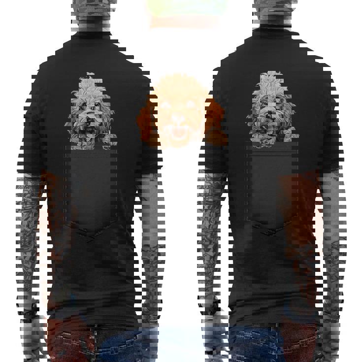 おもしろトイプードル 子犬 ポケットに入れたかわいいペット愛好家 メンズTシャツ バックプリント