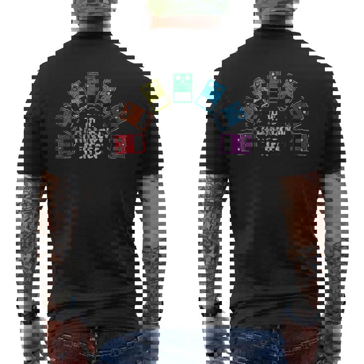 おもしろレインボーエフェクトギターペダルtシャツ メンズTシャツ バックプリント