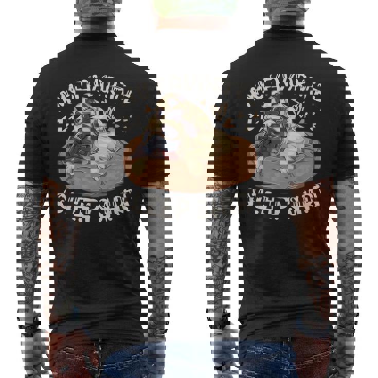 お気に入りのスリープ シャツ、パグ犬と子犬 メンズTシャツ バックプリント