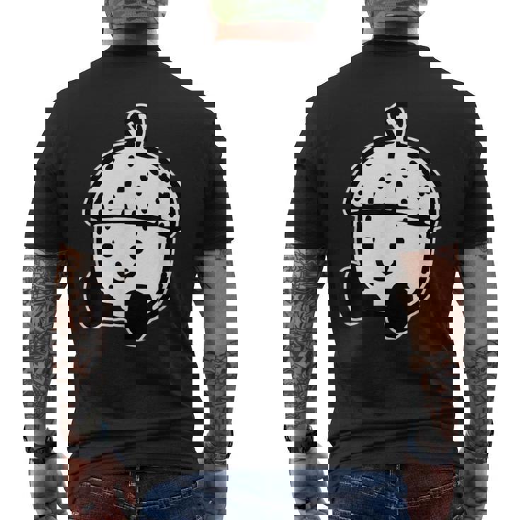 かわいい どんぐり 笑顔 ハッピー どんぐり ブラックワーク ミニマリスト メンズTシャツ バックプリント