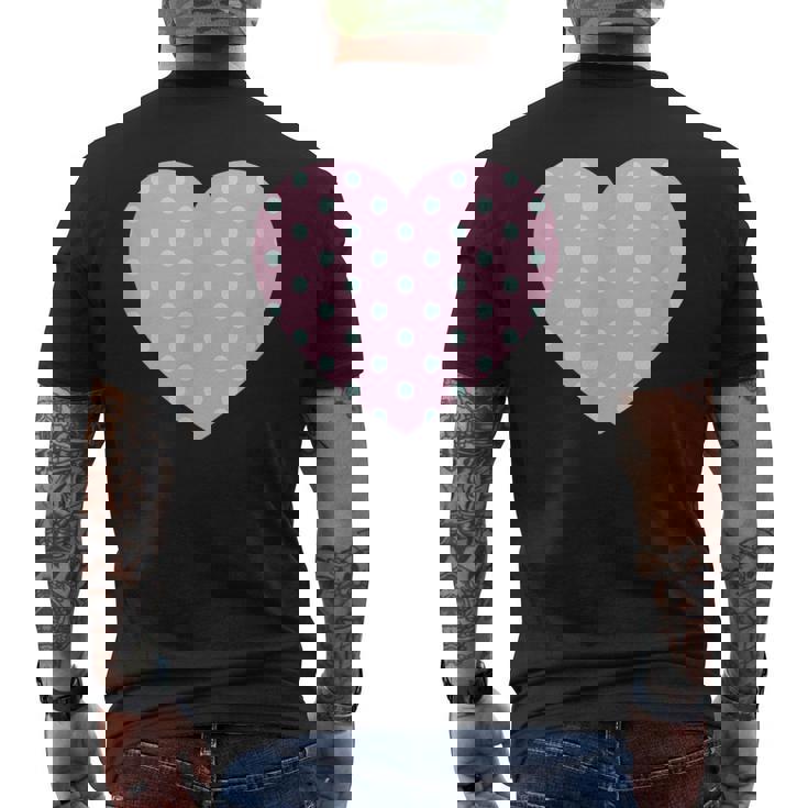 かわいい ライトブルー ピンク 水玉模様 ミニマリスト グラフィック メンズTシャツ バックプリント