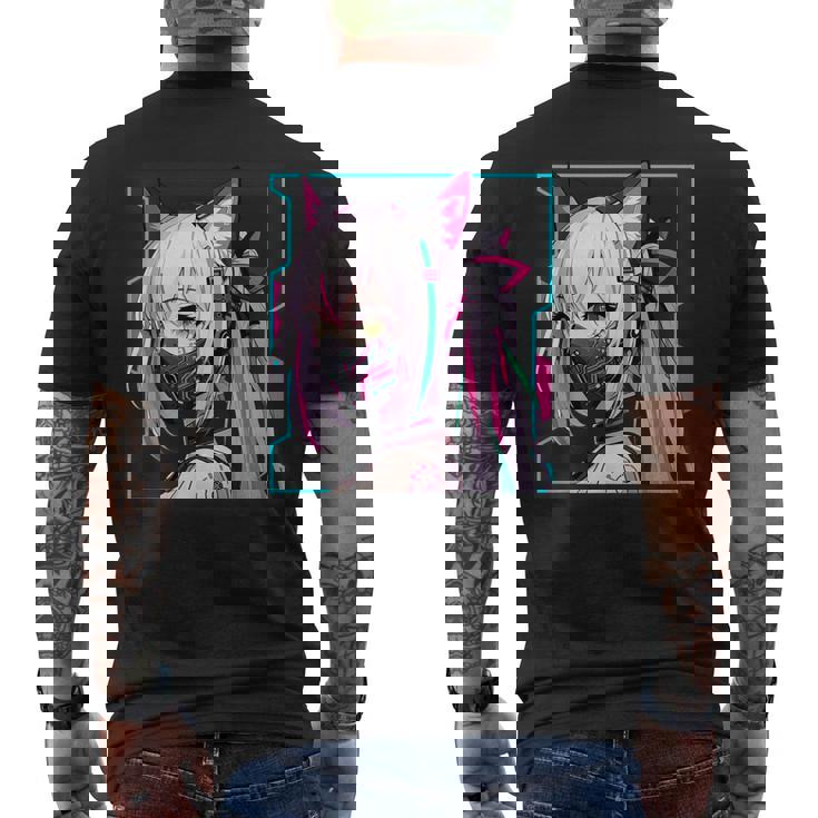 かわいい 日本の漫画 アニメ 美学 サイバーパンク テックウェア メンズTシャツ バックプリント